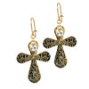 Gold Plated Cross With Crystal Earrings