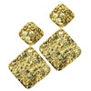 Green Studded Square Earrings