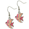 Pink Colored Fish With Crystals Earrings