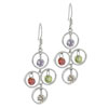 Multicolored Round Rhinestone Earrings