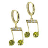 Gold Tone Studded Musical Note Earrings
