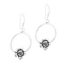 Sterling Silver Hoop And Rose Earrings