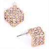 Pink October Birthstone Crystal Golden Plated Stud Earrings