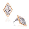 Classic Rhombus With April Birthstone Clear Crystal Stud Earrings