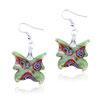 Green Butterfly Murano Glass Earrings