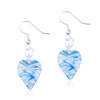 White And Blue Spiral Line Heart Earrings