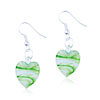 White And Green Spiral Line Heart Earrings