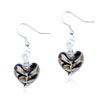 Black Waveline Heart Earrings