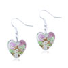 Green And White Zigzag Line Heart Earrings