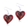 Red Frame Heart Fused Murano Glass Earrings