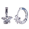 Hoop With April Birthstone Clear Crystal Flower 925 Sterling Silver Earrings