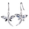 Elegant Dragonfly April Birthstone 925 Sterling Silver Earrings