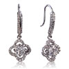 Beautiful White Crystal Flower Dangle April Birthstone 925 Sterling Silver...