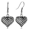 Grid Pattern Heart Dangle Earrings