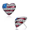 Patriotic Gift Usa Flag Crystal Cz Stud Earrings