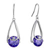 Metal Drop With Tanzanite Rhinestone Crystal Round Dangle Earrings