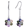 Colorful Crystal Diamond Accent Flower Dangle Earrings