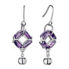 Amethyst February Birthstone Crystal Dangle Ball Dangle Earrings
