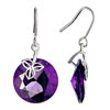 Amethyst February Birthstone Crystal Round Cut Dangle Earrings