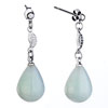 Leaf Dangle White Drop Earrings