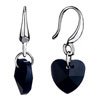 Classic Black Crystal Heart Dangle Earrings