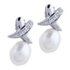 Pearl And Crystal  Cross   Earrings 
