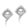 Crystal A Shaped Framed Pearl Earrings