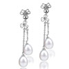 Double Pearl And Clover  Earrings 