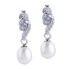 Dangle Pearl Swirl Leaf Earrings