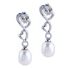 Dangle Pearl Double Heart Earrings