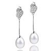 Dangle Pearl Crystal Disc Earrings