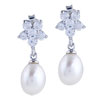 Dangle Pearl Crystal Daisy Earrings