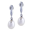 Dangle Pearl Silver Stick Earrings