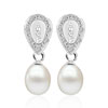 Dangle Pearl Silver Drop Earrings