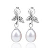 Dangle Pearl Silver Leaf Earrings