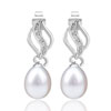 Dangle Pearl Crystal Leaf Earrings