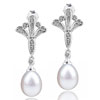 Dangling Pearl Fan Shaped Earrings