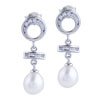 Dangling Pearl Hoop And  Cross   Earrings 