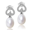 Dangling Pearl Crystal Drop Earrings