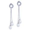 Double Pearl Long Dangling  Earrings 