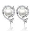 Crystal Flower Framed Pearl Earrings