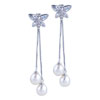 Marquise Butterfly And Pearl Long  Earrings 