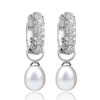 Crystal Hoop Dangling Pearl Earrings
