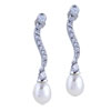 Crystal Waved Stick  Pearl  Earrings