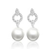 Open Circle And  Pearl  Earrings
