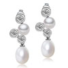Double  Pearl  And Crystal Earrings
