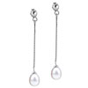 Long Chain Dangling  Pearl  Earrings