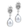 Crystal Heart Dangling Pearl  Earrings  EA_GS51