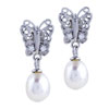 Pearl And Crystal Filigree Butterfly Earrings