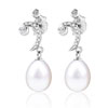 Crystal Moon Dangling Pearl Earrings